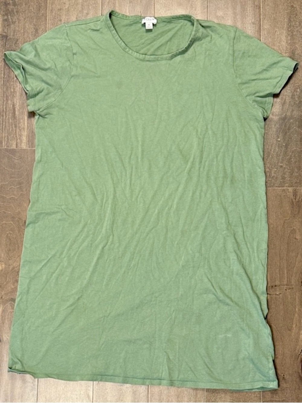 J.Crew XL Olive Green T-Shirt Dress | Casual Minimalist Short Sleeve Midi Dress